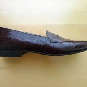 VINTAGE RALPH LAUREN COLLECTION Crocodile Embossed Penny Loafers Flat 7.5A